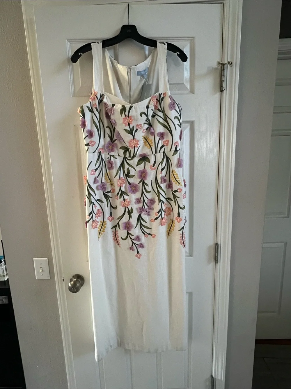 ANTONIO MELANI Cream Floral Embroidered Midi Dress